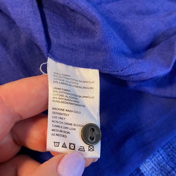 Isabella Sinclair Anthropology Sleeveless Blue Check Print Shirt Dress Size XSP - Picture 8 of 10